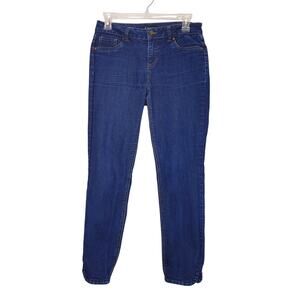 D.Jeans Slim Fit Jeans Mid Rise Tapered Leg Dark Wash Blue Denim Womens Size 4